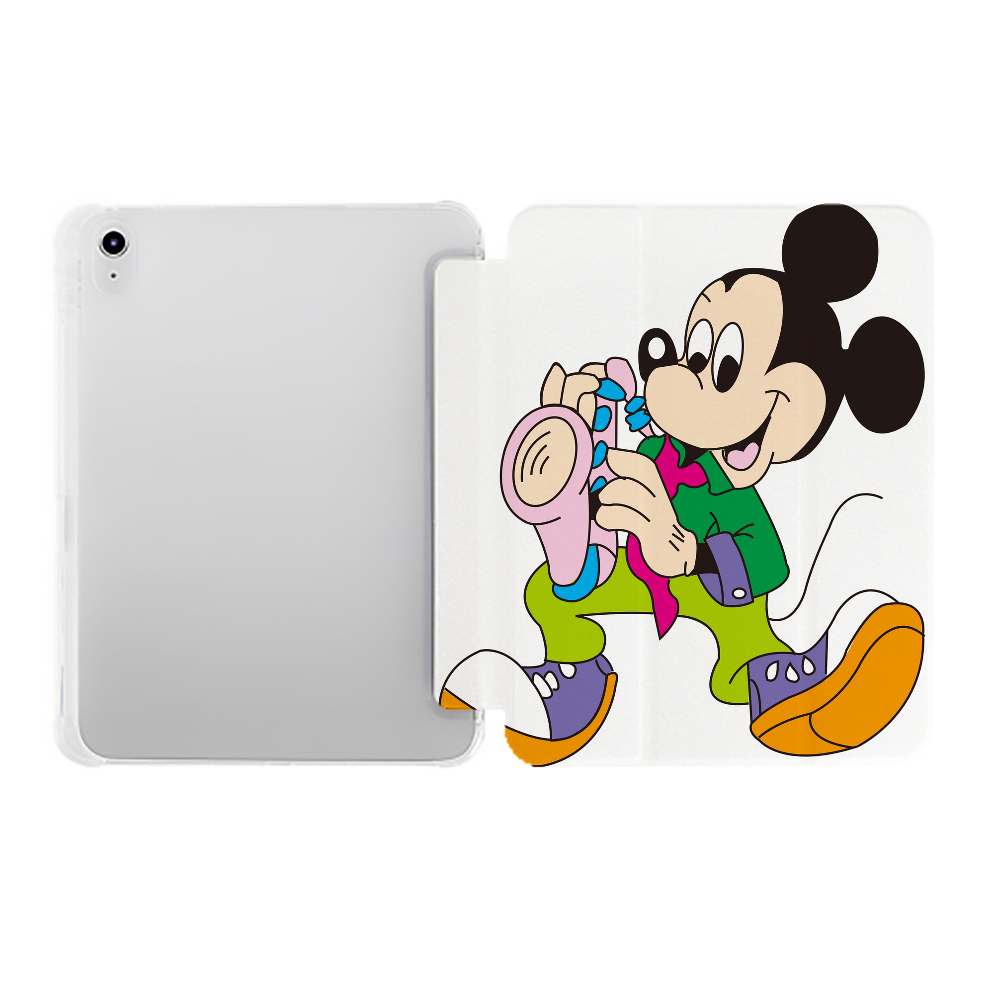 （画像用） ミッキーマウス Mickey Mouse IPad ケース ペン収納付き 三つ折りスタンド PUレザー×シリコン 対応機種9.5/10.5/10.9インチ